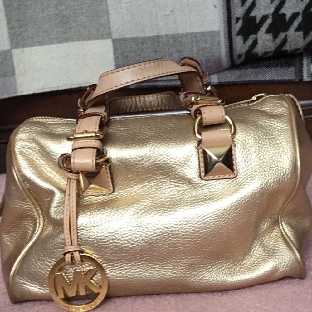 Gold leather Michael Kors Greyson purse